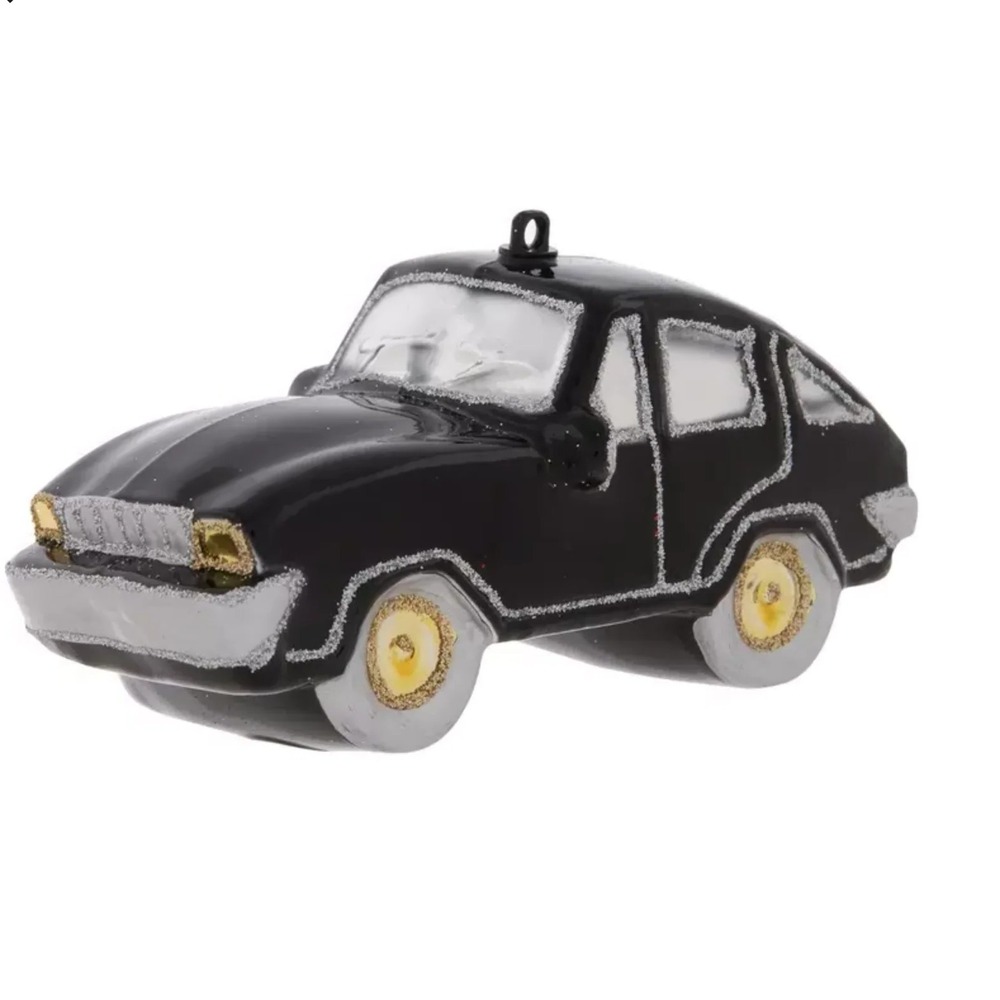 Robert Stanley Black Sport Car Glass Christmas Ornament Holiday Decor New